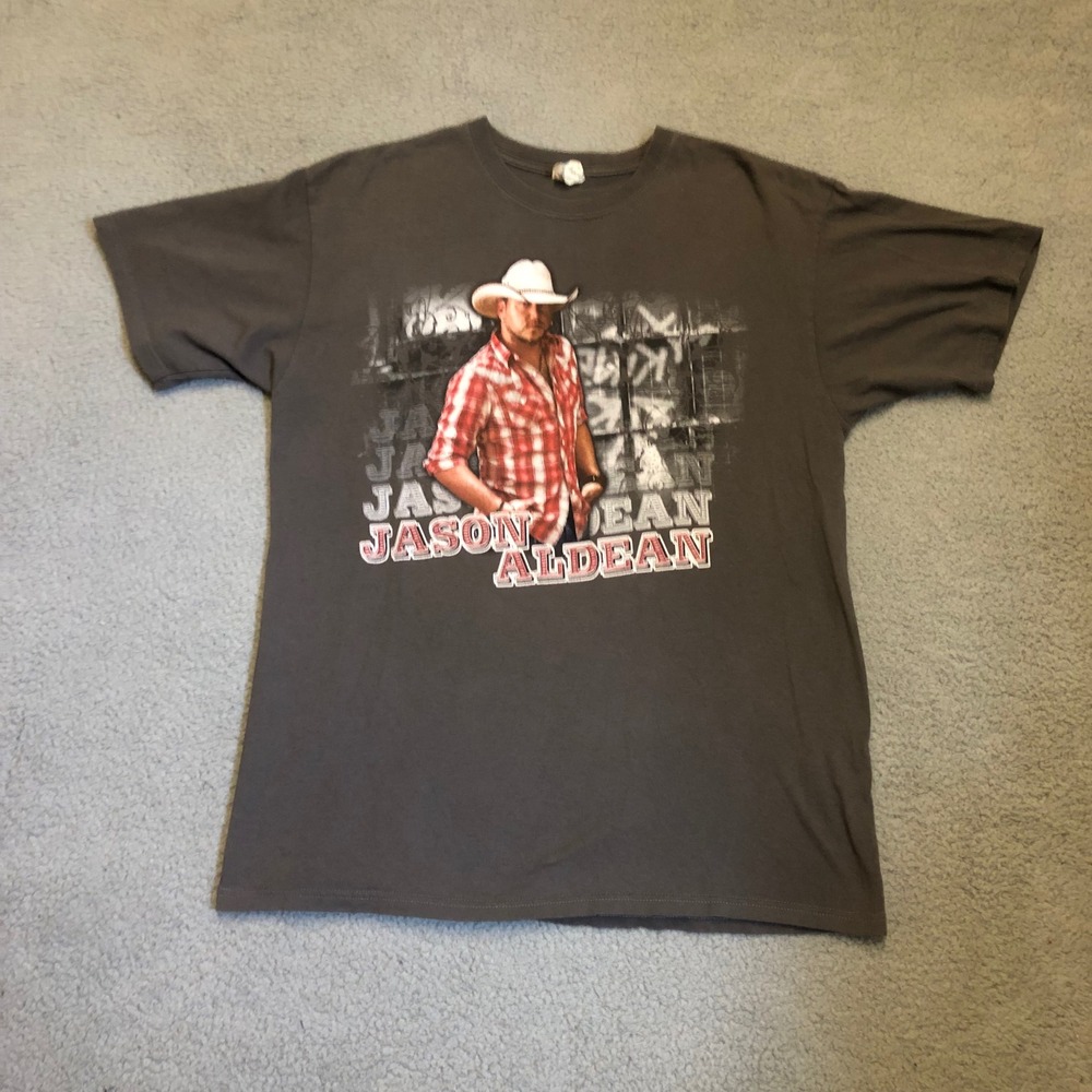 2011 Jason Aldean My Kinda Party Tour T Shirt Mens L Brown Country Music Tee